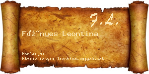 Fényes Leontina névjegykártya